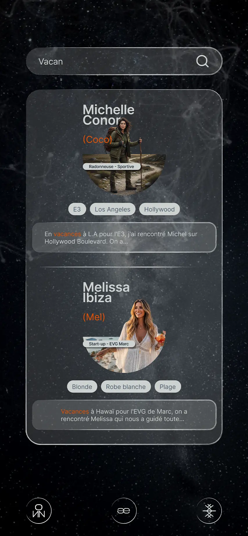 Écran de recherche Ækoz filtré par fragment
